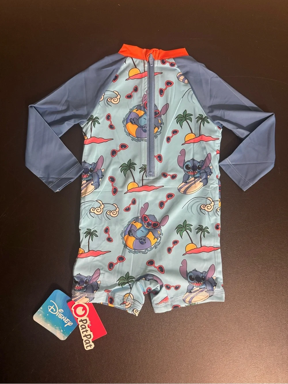 Patpat, Disney Stitch, Baby’s 6M-9M, One Piece, Blue Rashguard Swimsuit. New.